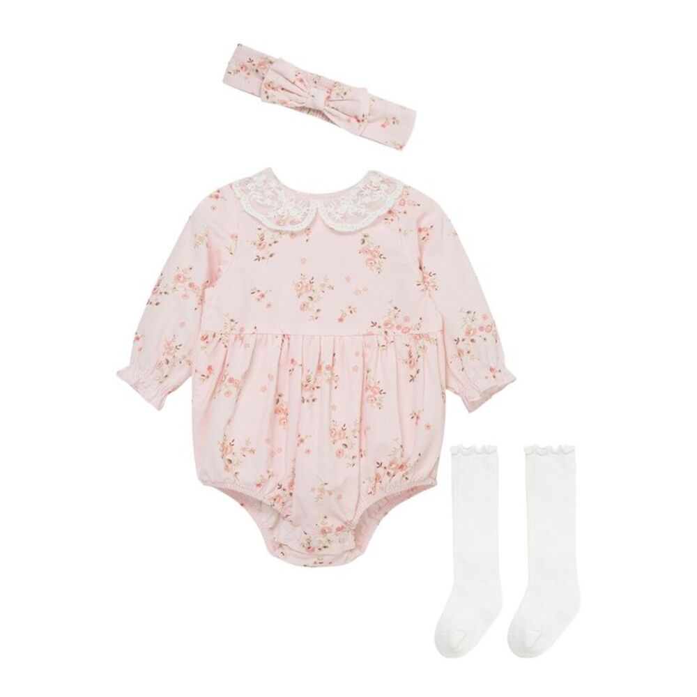 Little Me Girls Rose Vine Bubble Set, Pink